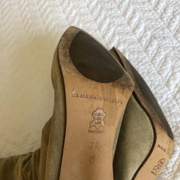Banana Republic Suede Slouchy Tall Heeled Boot in Nutmeg Tan 7.5 Spain $299 - Picture 5 of 13